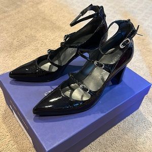 Stuart Weitzman black patent leather Mary Jane pumps